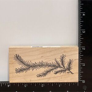 E188 OUTLINES RUBBER STAMP Handcrafted Evergreen Branch BOTANICAL NATURE